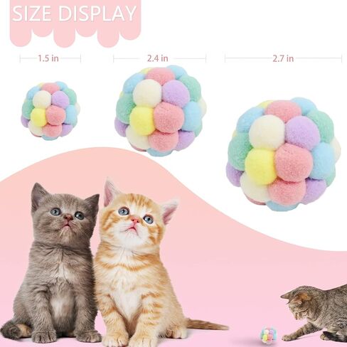 Andiker Cat Ball Toy, 3 pcs Handmade Colorful Woolen Yarn Balls SML Size for Cats Doing Exercise and Scratching Toy, Interactive Chasing & Chewing Toys Within Bell Cat Toys for Indoor Cats (SML) in Saudi Arabia