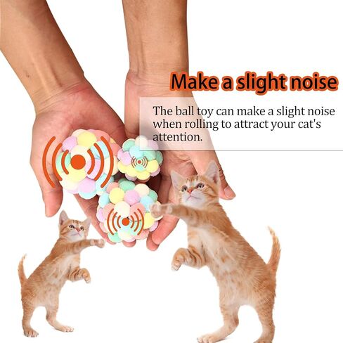 Andiker Cat Ball Toy, 3 pcs Handmade Colorful Woolen Yarn Balls SML Size for Cats Doing Exercise and Scratching Toy, Interactive Chasing & Chewing Toys Within Bell Cat Toys for Indoor Cats (SML) in Saudi Arabia