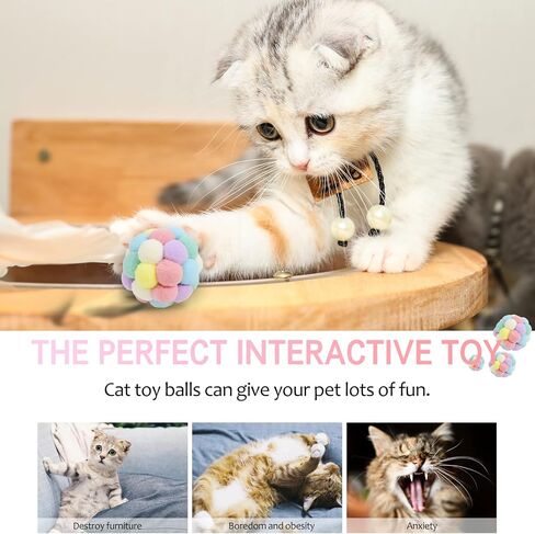 Andiker Cat Ball Toy, 3 pcs Handmade Colorful Woolen Yarn Balls SML Size for Cats Doing Exercise and Scratching Toy, Interactive Chasing & Chewing Toys Within Bell Cat Toys for Indoor Cats (SML) in Saudi Arabia