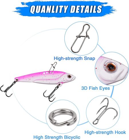 Metal Blade Baits for Bass Fishing Lures, 5pcs Hard Metal VIB Fishing Lures Sinking Jigging Spoons Hard Swimbait for Trout Walleye Crappie in Saudi Arabia
