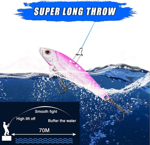 Metal Blade Baits for Bass Fishing Lures, 5pcs Hard Metal VIB Fishing Lures Sinking Jigging Spoons Hard Swimbait for Trout Walleye Crappie in Saudi Arabia
