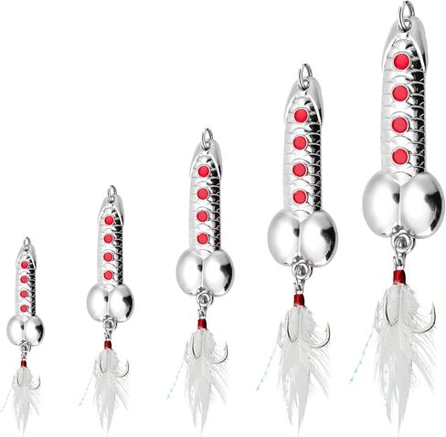 GaiRen 5 Pack Bass Fishing Lure, Fishing Gifts for Men Fishermen Women Trout Fishing Spoons Lures, Fishing Tackle for Freshwater and Saltwater Silver in Kuwait
