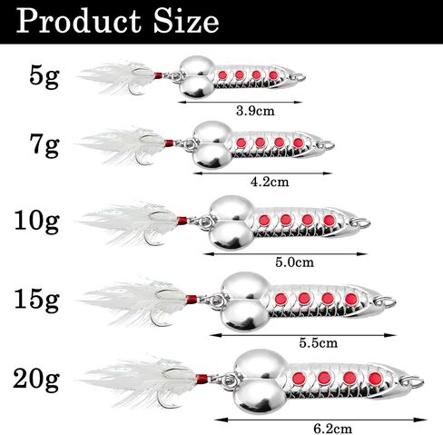 GaiRen 5 Pack Bass Fishing Lure, Fishing Gifts for Men Fishermen Women Trout Fishing Spoons Lures, Fishing Tackle for Freshwater and Saltwater Silver in Kuwait