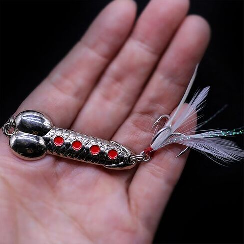 GaiRen 5 Pack Bass Fishing Lure, Fishing Gifts for Men Fishermen Women Trout Fishing Spoons Lures, Fishing Tackle for Freshwater and Saltwater Silver in Kuwait