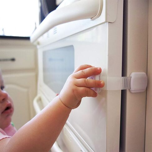Safety Locks (8 in one pack) for doors, cabinets, drawers, etc. Baby Safety - Easy to Install - No magnets & No screws - MULTI PURPOSE - white color in Kuwait