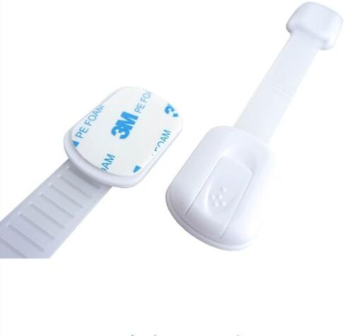 Safety Locks (8 in one pack) for doors, cabinets, drawers, etc. Baby Safety - Easy to Install - No magnets & No screws - MULTI PURPOSE - white color in Kuwait