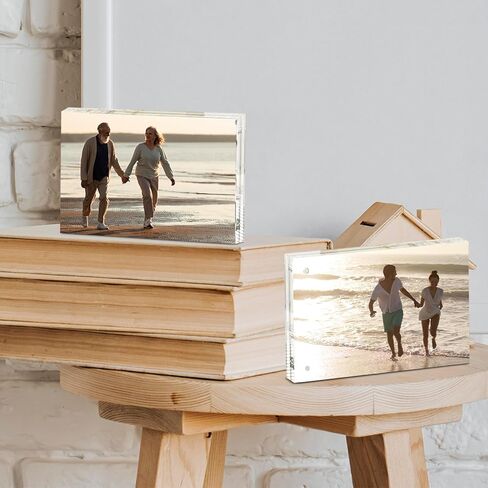إطار صور أكريليك UOROMI، إطار صورة شفاف مقاس 4 × 6 مع زوايا مغناطيسية، إطارات صور أكريليك تقف في المكتب أو الطاولة، إطار صورة مغناطيسي شفاف بسمك 10+10 مم لعرض سطح المكتب in Kuwait