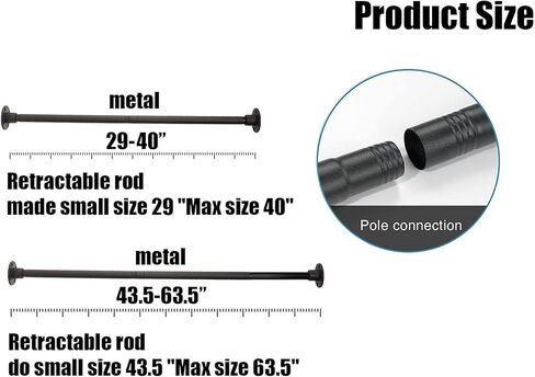 قضيب ستارة Furtrop Premium عالي التحمل وقابل للتعديل مع مجموعة مقابس، أسود (29-63.5) in Kuwait