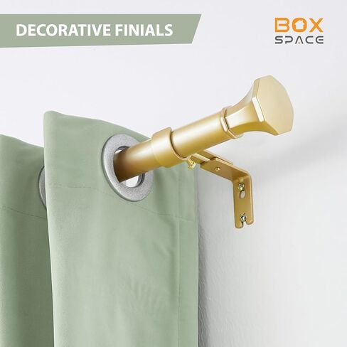 قضبان ستائر بوكس ​​سبيس للنوافذ من 66 إلى 120، قضيب ستارة ذهبي بقطر 1 بوصة، قضيب ستارة نافذة قابل للتعديل، قضبان ستائر شديدة التحمل مع نهايات زخرفية، ذهبي in Kuwait