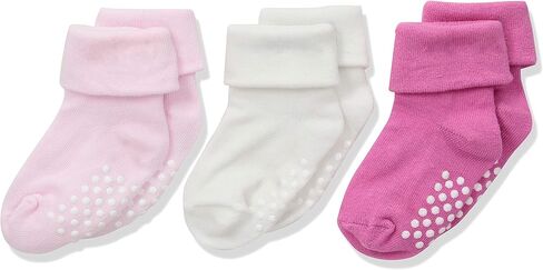 Jefferies Socks Unisex Baby Girl's Boy's Non-Skid Cotton Turn Cuff Socks 3 Pair Pack, Girl Multi, 3-12 Months US in Saudi Arabia