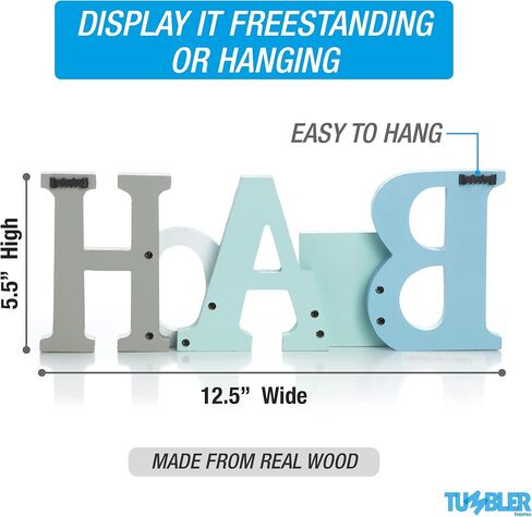 Wood Beach Word Sign in Misty Blues, Greens and White | Hangs on Wall or Stands on Table in Saudi Arabia