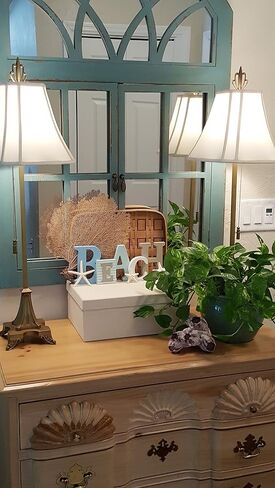 Wood Beach Word Sign in Misty Blues, Greens and White | Hangs on Wall or Stands on Table in Saudi Arabia