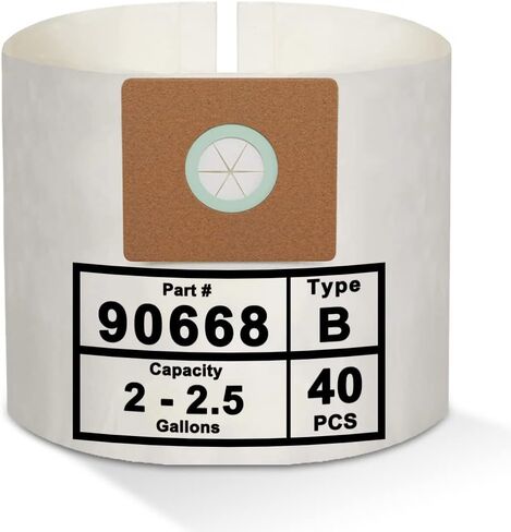 SpaceTent 40 كيس فلتر مكنسة كهربائية من النوع B، الجزء # 90668 - متوافق مع مكنسة Shop Vac 2-2.5 جالون و2.5 جالون في جميع أنحاء EZ Vacuum 9066800 in Kuwait