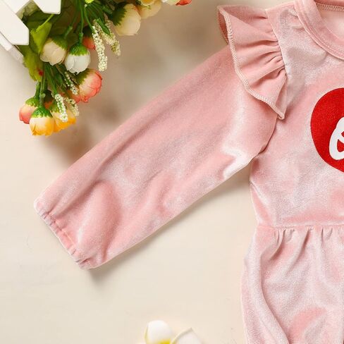 ملابس عيد الميلاد الأولى للفتيات من GRNSHTS بدلة رومبير مخملية بعمر سنة واحدة + رباط رأس 2 قطعة ملابس سحق الكيك in Kuwait