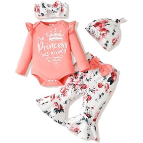 Newborn Baby Girl Clothes Infant Outfits Clothing Ruffle Romper Bell Bottoms Flared Pants Outfit Sets for Baby Girls in Kuwait