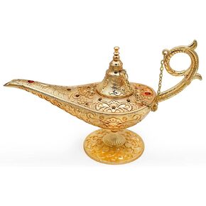 مصابيح Hsiwto Aladdin Magic Genie - مصباح إضاءة Magic Genie لتزيين طاولة الزفاف في المنزل ووعاء مصباح وهدية للحفلات/الهالوين/عيد الميلاد، ذهبي