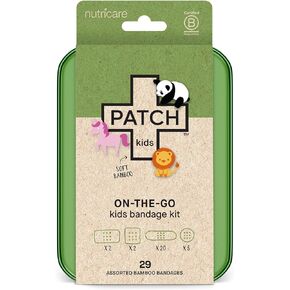 مجموعة ضمادات لاصقة من الخيزران الطبيعي أثناء التنقل من باتش كيدز للبشرة الحساسة، ضمادات صديقة للبيئة مضادة للحساسية، ضمادات للبشرة الحساسة للأولاد والبنات مع مطبوعات لطيفة، 29 قيراط in Kuwait