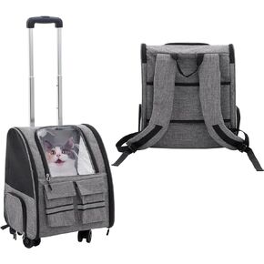 شنطة سفر للحيوانات الاليفة مزودة بعجلات، شنطة ظهر قابلة للطي والفصل، شنطة ظهر متعددة الوظائف للحيوانات الاليفة مع 4 عجلات، شنطة سفر جيدة التهوية للقطط والجراء in Kuwait