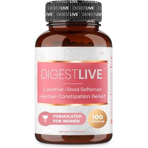 DigestLive - Laxative, Constipation Relief for Women - Stool Softener - 100% Natural - 100 Capsules - Female Colon Cleanse, Detox - Gas and Bloating Relief - Vegan, Gluten and GMO Free in Saudi Arabia