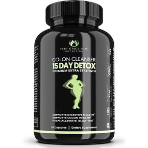 THE ENCLARE NUTRITION Colon Cleanser Detox. Premium 15 Day Fast-Acting Diet Pills, Probiotic, Fiber, Natural Laxatives Constipation Relief, Bloating. Boosts Energy, Focus, Gut Health (1)