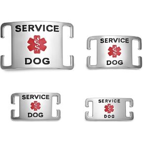 علامات خدمة الكلاب K9 من الفولاذ المقاوم للصدأ بدون ضوضاء من Leash King، تنزلق على طوق الكلب أو الحزام بسرعة وأمان - الفولاذ المقاوم للصدأ/صغير in Kuwait