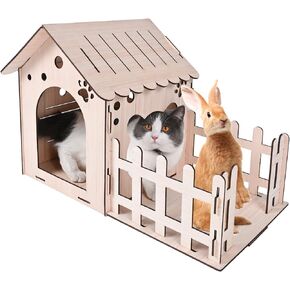 قلعة أرنب خشبية كبيرة جدًا - أسرة خشبية للقطط الداخلية، مخبأ أرنب بيت أرنب فاخر لراحة الحيوانات الصغيرة وبيت لعب لموئل مخبأ خنزير شينشيلا غينيا الهامستر in Kuwait