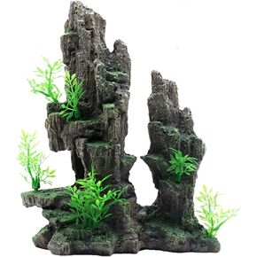 Tfwadmx Aquarium Mountain View Moss Tree Rock Cave Fish Tank Stone Ornament Landscape Aquarium Decoration with Small Plants in Saudi Arabia