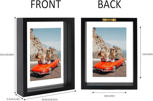 N/A+ Trwcrt 2 إطار صورة عائم مقاس 8 × 10، إطارات صور زجاجية مزدوجة تعرض ما يصل إلى 10 × 12 صورة لسطح المكتب أو التعليق على الحائط، أسود in Kuwait