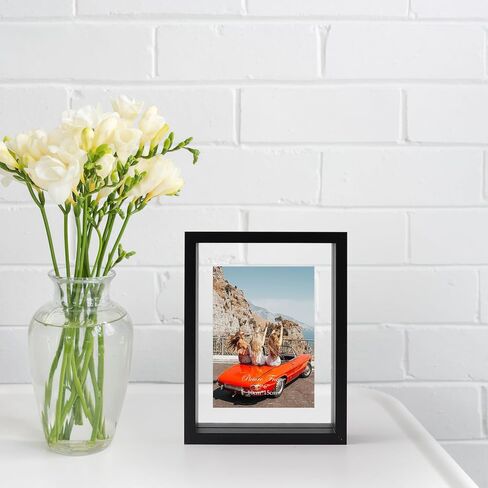 N/A+ Trwcrt 2 إطار صورة عائم مقاس 8 × 10، إطارات صور زجاجية مزدوجة تعرض ما يصل إلى 10 × 12 صورة لسطح المكتب أو التعليق على الحائط، أسود in Kuwait