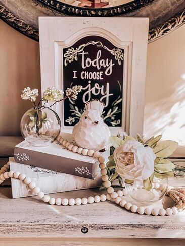 LSKYTOP 177.8 سم خرز خشبي إكليل مزرعة الخرز ريفي الصلاة الخرز بوهو الخرز مع شرابات الجدار الجدار معلقة إكليل للديكور الريفي in Kuwait