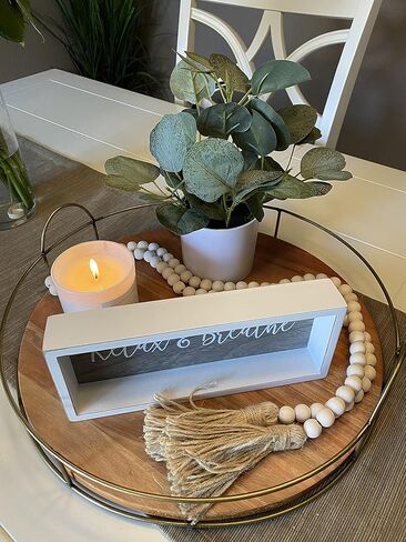 LSKYTOP 177.8 سم خرز خشبي إكليل مزرعة الخرز ريفي الصلاة الخرز بوهو الخرز مع شرابات الجدار الجدار معلقة إكليل للديكور الريفي in Kuwait