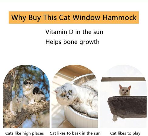 أرجوحة نافذة للقطط، سرير للقطط، نافذة للقطط، سرير معلق، نافذة للقطط لاسلكية، مع مصاصة قوية وإطار فولاذي، قوي، متين، سرير للقطط قابل للطي، مناسب لعتبة النافذة، سرير للقطط قوي in Kuwait