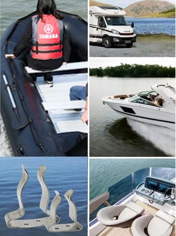 Everainbow- - حامل أدوات مشبك زنبركي بخطاف زنبركي - فولاذ مقاوم للصدأ بدرجة بحرية، لخطاف القارب، عمود القارب، رمح، قضيب الصيد، المجذاف، المكانس، مقبض الممسحة، أنابيب في مكانها - عبوة من قطعتين in Kuwait