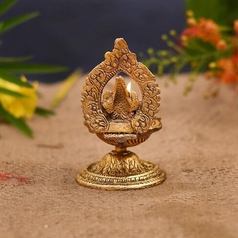CraftVatika Ganesha Diya Oil Lamp Metal Diya Deepak Akhand Jyot Kuber Hindu Temple Havan Puja Religious Oil Lamp (Size 4.5 x 2.5 Inches) in Kuwait