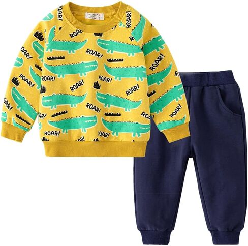 GFQLONG Toddler Baby Boy Fall Winter Sweatshirt Outfit Clothes Long Sleeve Pullover Tops Joggers Pants Set in Kuwait