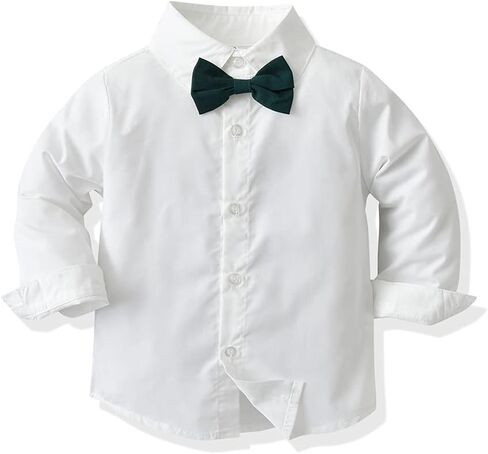 HIMEAN طفل رضيع الفتيان ملابس الرجل النبيل كم طويل ربطة عنق قمصان + السراويل الحمالة الدعاوى الملابس مجموعات in Kuwait