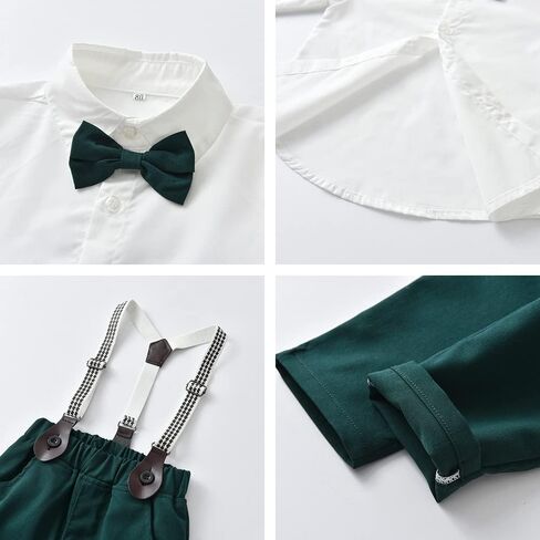 HIMEAN طفل رضيع الفتيان ملابس الرجل النبيل كم طويل ربطة عنق قمصان + السراويل الحمالة الدعاوى الملابس مجموعات in Kuwait