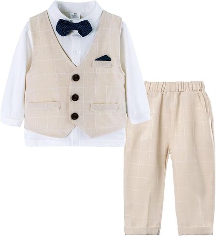 Volunboy Toddler Suit Boys Formal Wedding Guest Dress Outfit | graduation dress clothes, gentleman ring bearer bowtie outfit, back-to-school pants set, birthday photoshoot dressy outfit in Saudi Arabia