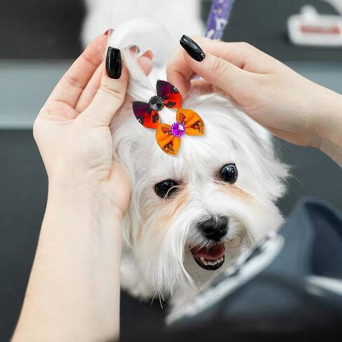 Yunlly 240 Pcs Thanksgiving Christmas Dog Hair Bows with Rubber Bands Halloween Puppy Bows Cute Style Pet Hair Bows Rhinestone Grooming Bows Cat Dog Topknot Bows Small Fall Holiday Bowknot Accessory in Saudi Arabia