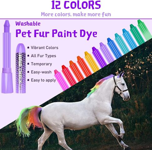 Bzeumk 12 Colors Washable Pet Hair Dye Fur Paint for Dog Cat Horses Cattle Livestock Farm Animal ID Marking Painting in Kuwait