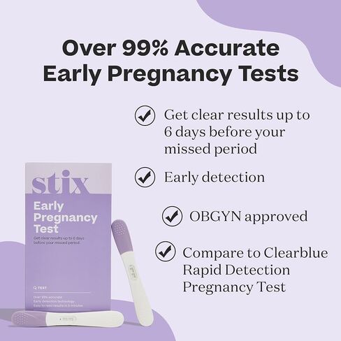 Stix Early Detection Pregnancy Tests | Test 6 Days Before Missed Period | Accurate & Easy to Use | 2 Tests in Kuwait