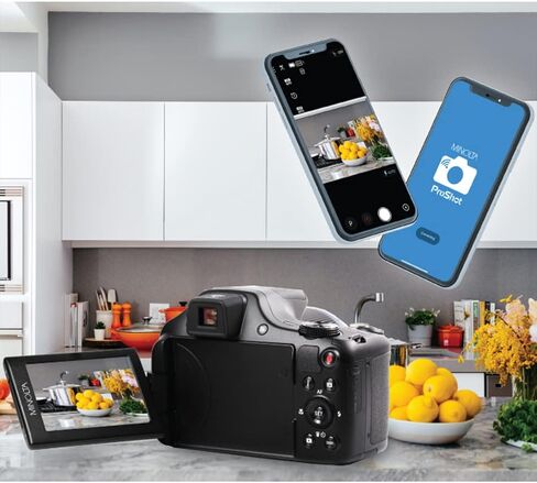 كاميرا Minolta MN67Z-BK 20MP / 1080p HD Bridge الرقمية مع حزمة تكبير بصري 67x مع بطاقة ذاكرة Lexar Professional 633x 64GB UHS-1 فئة 10 SDXC وحقيبة كاميرا ديكو جير لكاميرات DSLR (أحمر) in Kuwait