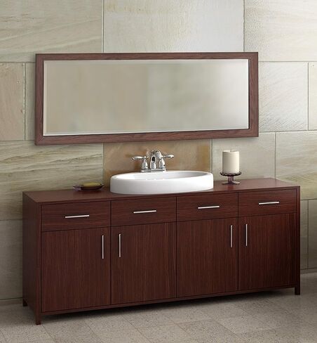DesignOvation Beatrice Transitional Framed Panel Wall Mirror, 19 x 51, Walnut Brown, Chic Full Length Mirror for Wall in Kuwait