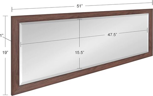 DesignOvation Beatrice Transitional Framed Panel Wall Mirror, 19 x 51, Walnut Brown, Chic Full Length Mirror for Wall in Kuwait