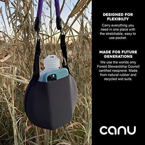 canu Canteen Reusable Plastic Water Bottle with Black Yulex Neoprene Case and Red Climbing Rope Carrying Strap - Great For Hiking, Climbing, Walking, Travel, Yoga, Gym, or Everyday Use - 22 FL OZ in Saudi Arabia