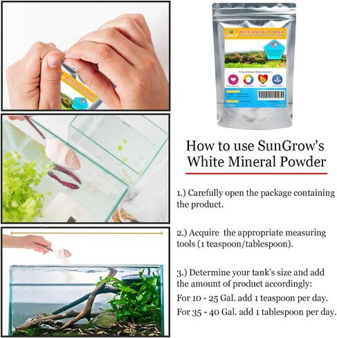 SunGrow White Mineral Powder, Calcium Enriched for Shrimp’s Stress-Free molting, Aids in Healthy & Active breeding, Improves Water Quality for Longevity, Imparts Color to Shrimps, 2 oz in Saudi Arabia