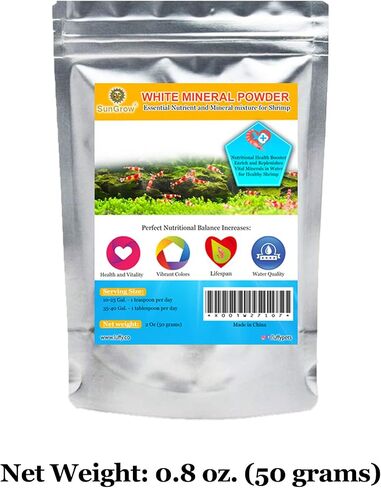 SunGrow White Mineral Powder, Calcium Enriched for Shrimp’s Stress-Free molting, Aids in Healthy & Active breeding, Improves Water Quality for Longevity, Imparts Color to Shrimps, 2 oz in Saudi Arabia