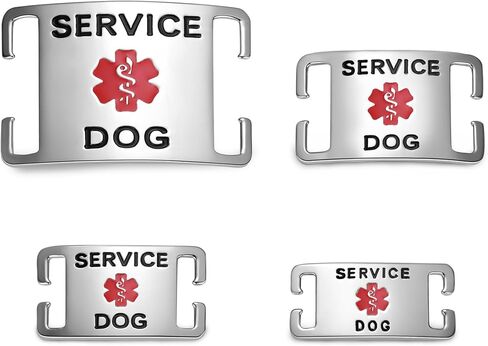 علامات خدمة الكلاب K9 من الفولاذ المقاوم للصدأ بدون ضوضاء من Leash King، تنزلق على طوق الكلب أو الحزام بسرعة وأمان - الفولاذ المقاوم للصدأ/صغير in Kuwait