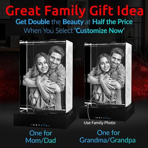 صورة كريستال ثلاثية الأبعاد من ArtPix، هدايا عيد الميلاد للأم والأب والرجال والنساء وهدايا عيد الميلاد، هدايا شخصية رائعة مع صورتك الخاصة، مستطيل كريستالي للصور ثلاثية الأبعاد، صورة ثلاثية الأبعاد مخصصة، هدايا مخصصة للأزواج in Kuwait
