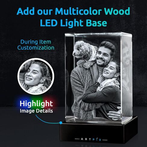 صورة كريستال ثلاثية الأبعاد من ArtPix، هدايا عيد الميلاد للأم والأب والرجال والنساء وهدايا عيد الميلاد، هدايا شخصية رائعة مع صورتك الخاصة، مستطيل كريستالي للصور ثلاثية الأبعاد، صورة ثلاثية الأبعاد مخصصة، هدايا مخصصة للأزواج in Kuwait